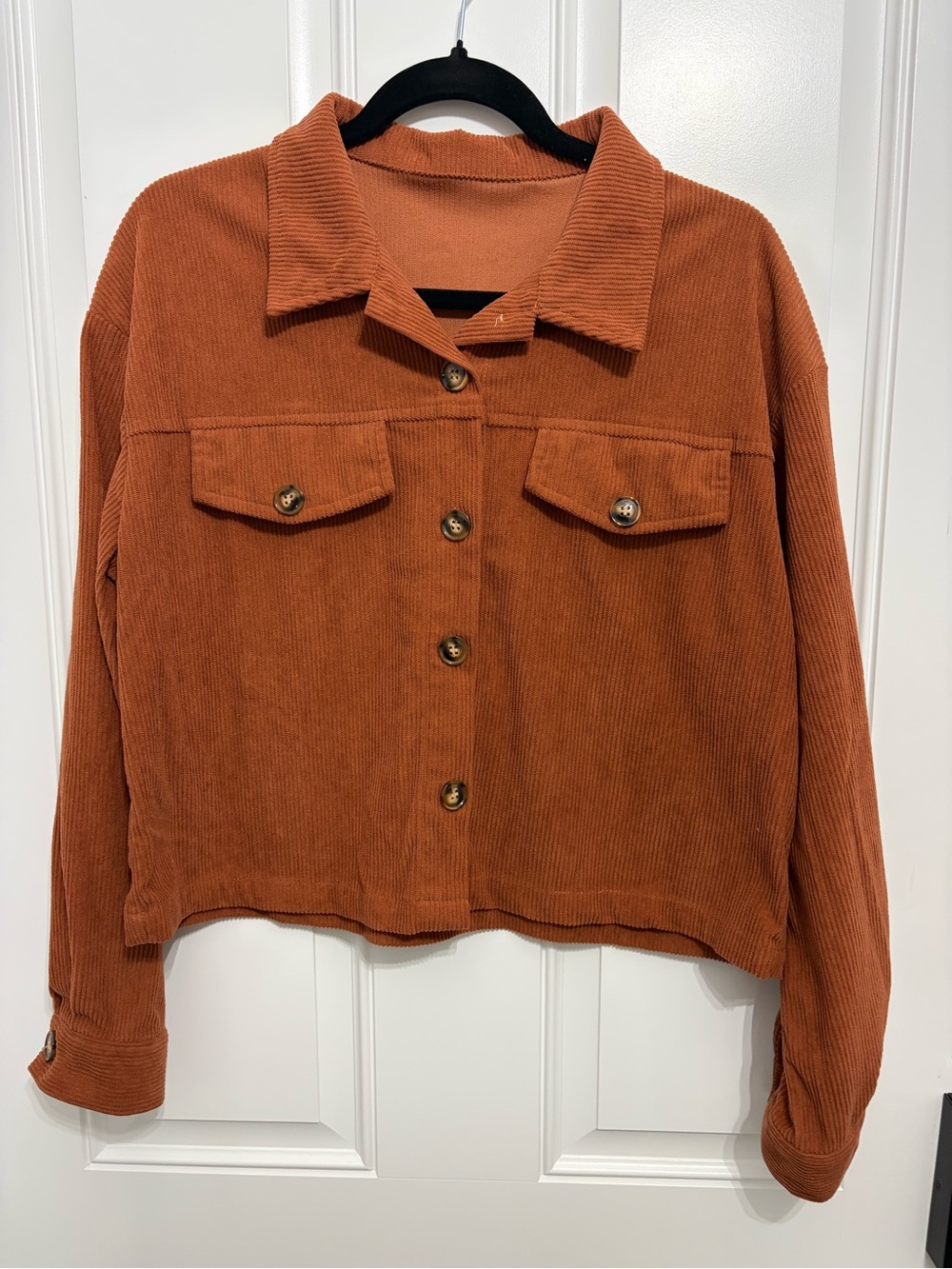Corduroy Button-Front Jacket - Rust Orange. Size L. NWOT
